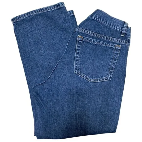 Eddie Bauer Cropped Jeans Womens Size 12 High Rise Waisted Mom Blue Denim - Picture 1 of 12